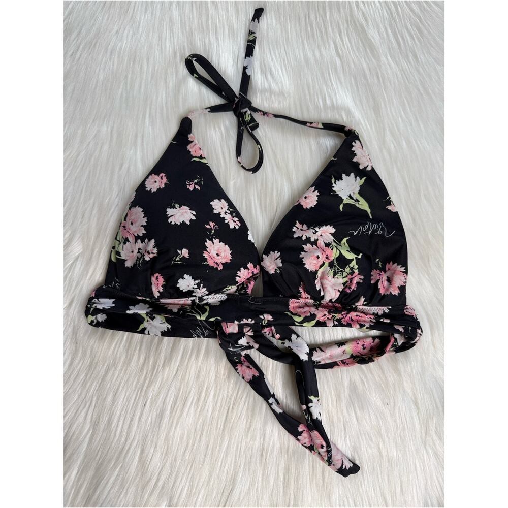 Victoria’s Secret Black and Pink Floral Halter Bikini Set - Picture 2 of 9